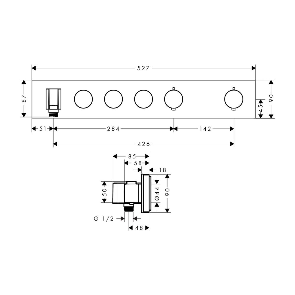 AXOR Thermostatmodul Unterputz Select Fertigset 3 Verbraucher chrom... AXOR-18356000 4059625032862 (Abb. 2)