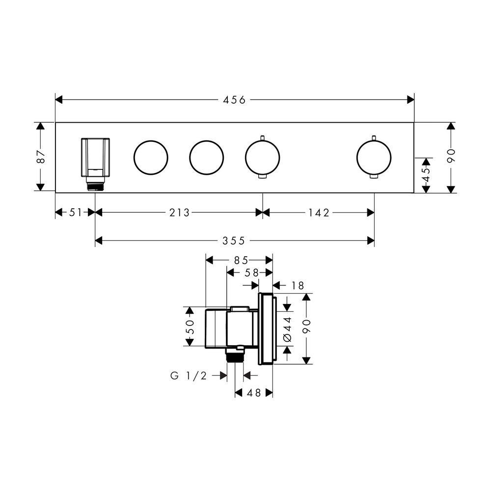 AXOR Thermostatmodul Unterputz Select Fertigset 2 Verbraucher chrom... AXOR-18355000 4059625032879 (Abb. 2)