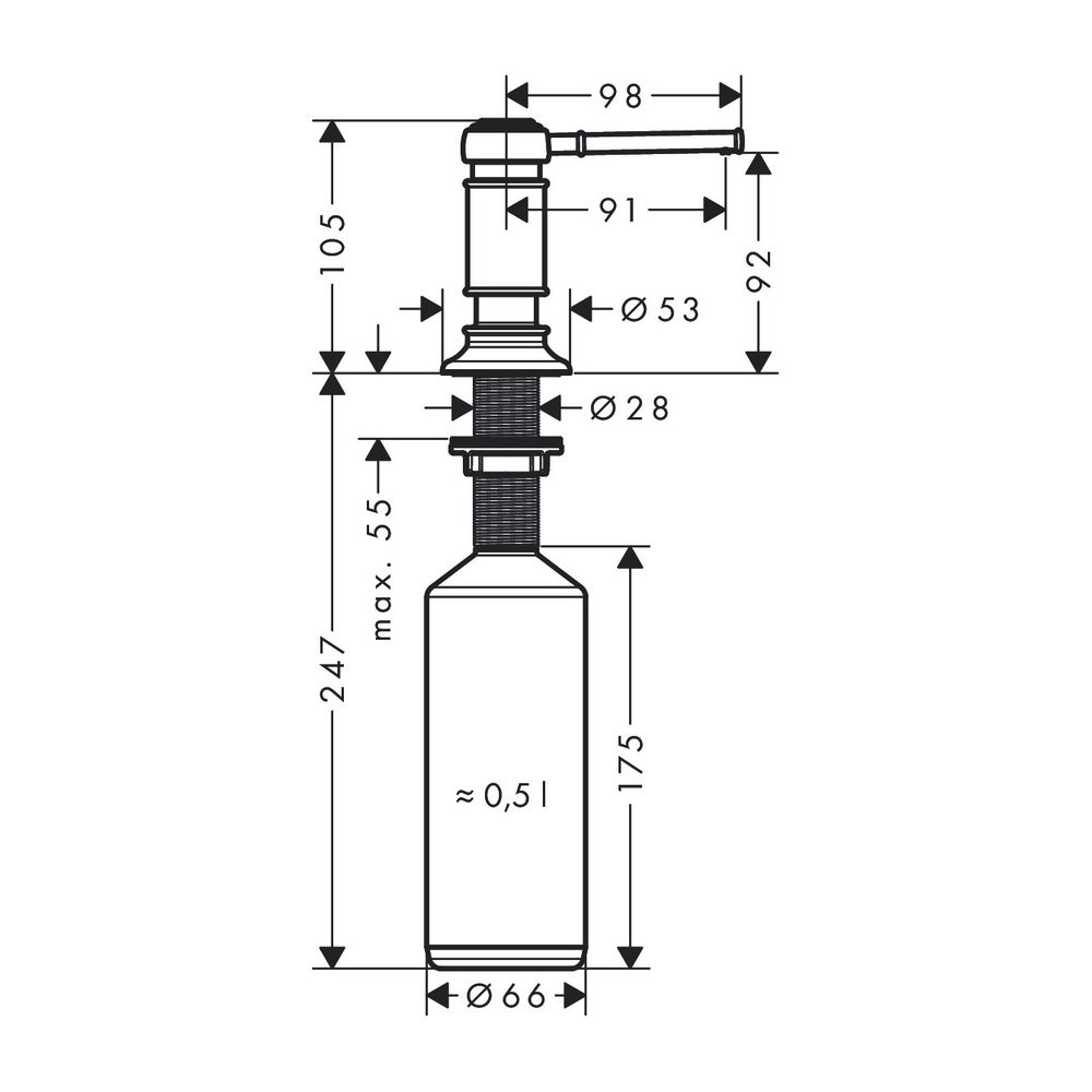 AXOR Spülmittelspender Montreux edelstahl-optik... AXOR-42018800 4059625131657 (Abb. 2)