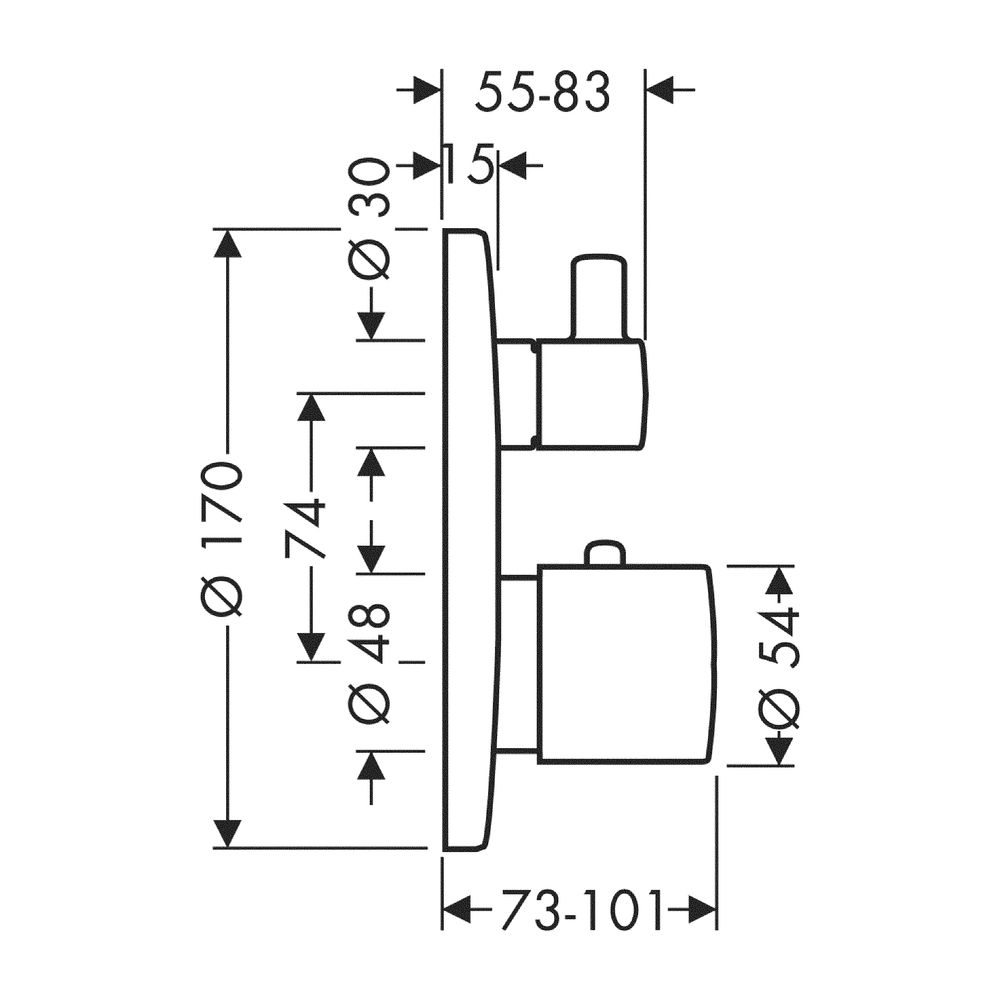 AXOR Thermostatmischer UP Uno Fertigset chrom mit Absperrventil... AXOR-38700000 4011097345116 (Abb. 2)