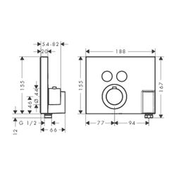 AXOR Thermostat UP ShowerSelect FS 2 Verbraucher quadratischchrom mit Fixfit und Porter... AXOR-36712000 4011097790268 (Abb. 1)