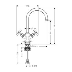 AXOR Zweigriff Waschtischarmatur Montreux brushed nickel... AXOR-16502820 4011097515175 (Abb. 1)