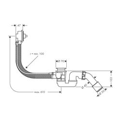 AXOR Wannenab- und Überlaufgarnitur Flexaplus Grundset flexibler Überlaufschlauch Normal... AXOR-58313180 4059625077641 (Abb. 1)