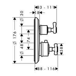 AXOR Thermostat Unterputz Montreux Fertigset chrom mit Absperrventil... AXOR-16800000 4011097515724 (Abb. 1)