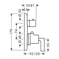 AXOR Thermostat UP Citterio Fertigset chrom mit Absperr- & Umstellventil / Hebelgriff... AXOR-39720000 4011097401027 (Abb. 1)