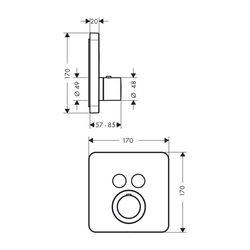 AXOR Thermostat UP ShowerSelect Fertigset 2 Verbraucher chrom... AXOR-36707000 4011097755526 (Abb. 1)