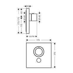 AXOR Thermostat UP ShowerSelect Highflow FS 1 Verbraucher quadratisch chrom... AXOR-36716000 4011097779393 (Abb. 1)