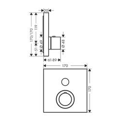 AXOR Thermostat UP ShowerSelect Fertigset 1 Verbraucher quadratisch chrom... AXOR-36714000 4011097779416 (Abb. 1)