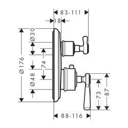 AXOR Thermostat Unterputz Montreux Fertigset Hebelgriff chrom mit Absperrventil... AXOR-16801000 4011097784861 (Abb. 1)