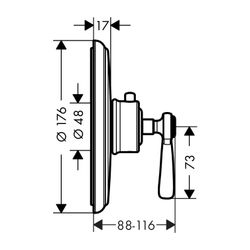 AXOR Thermostat Unterputz Montreux High Flow Fertigset Hebelgriff chrom... AXOR-16824000 4011097784847 (Abb. 1)