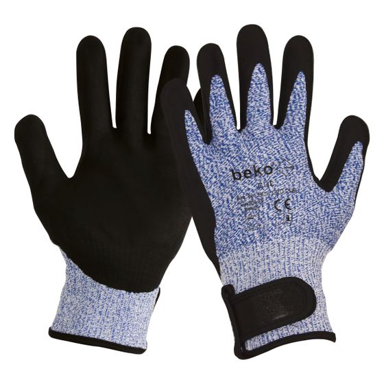beko Arbeitsschutzhandschuh cut, Größe 9, Polyester/Baumwolle, blau