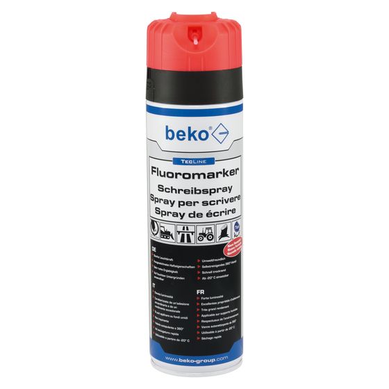 beko  Schreibspray TecLine Fluoromarker, 500ml, Leuchtrot