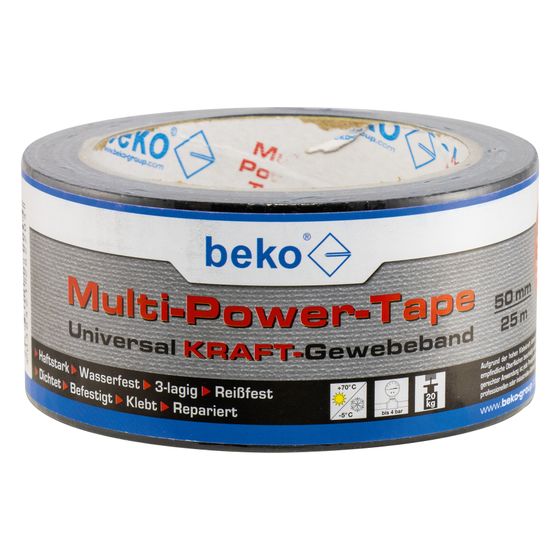 beko Gewebeband Multi Power Tape, 50mm x 25m, Polyester, Schwarz