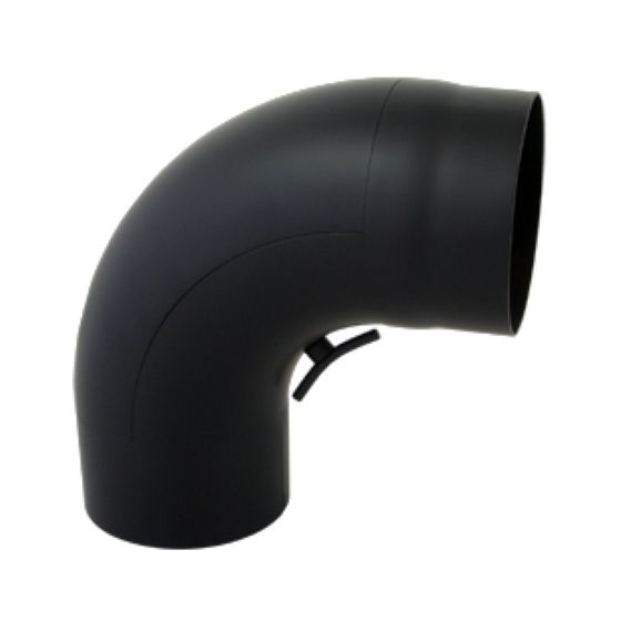 Bertrams Camino Bogen 90 Grad DN 150 mit Tür Schwarz glatt gezogen aus 2mm Stahlblech senotherm-beschichtet
