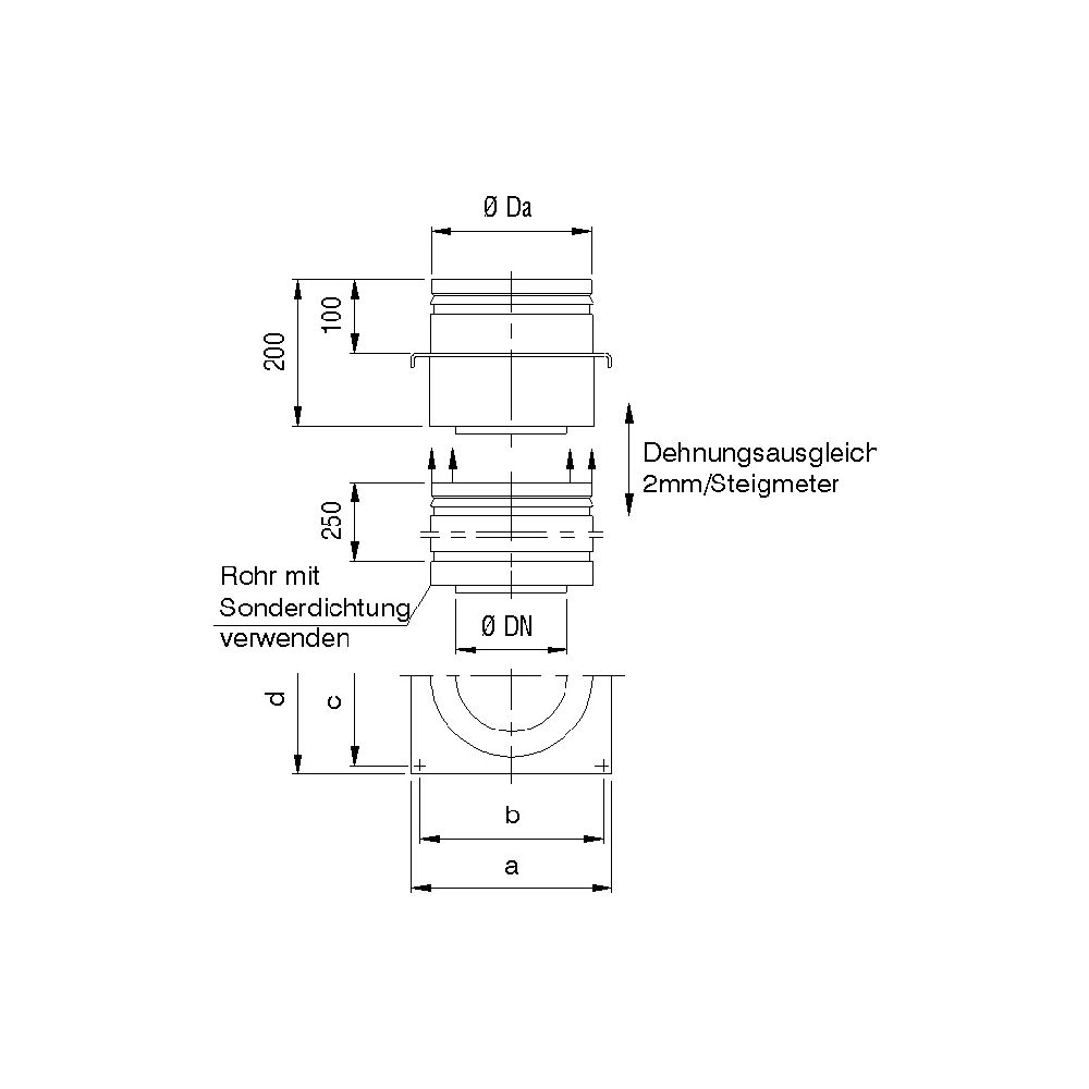 Bertrams Zwischenstütze DN 350 DW-D Einbauhöhe ca. 250 bis 390mm mit Dehnungsstutze... BERTRAMS-25ZS-D350 4250112349993 (Abb. 2)