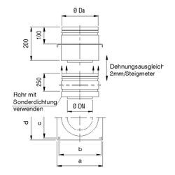 Bertrams Zwischenstütze DN 350 DW-D Einbauhöhe ca. 250 bis 390mm mit Dehnungsstutze... BERTRAMS-25ZS-D350 4250112349993 (Abb. 1)