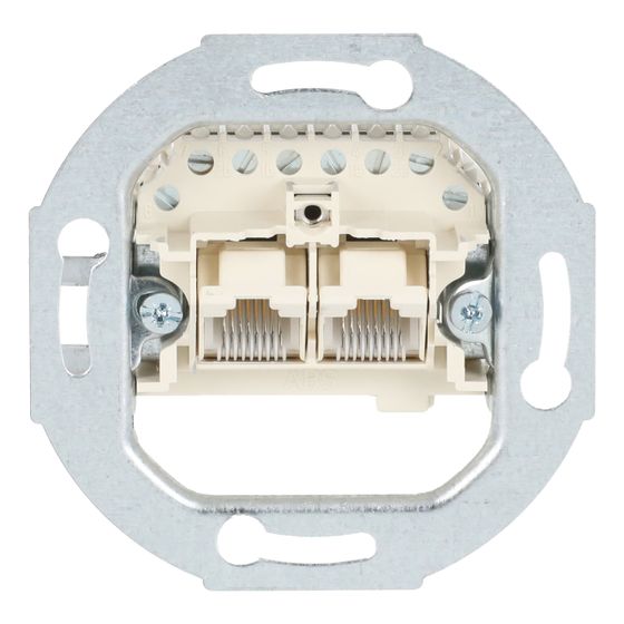 Busch Jäger UP Anschlussdose UAE 0214 Schrägauslass 2x8(8)polig RJ 11/12 RJ 45 ISDN-fähig Kat 3
