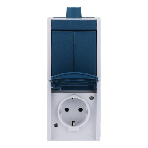 Busch Jäger APWG ocean Kombin. 2601/5/20EW-53-503 Schuko Steckdose mit Wippschalter grau/blaugrün