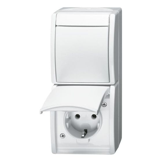 Busch Jäger APWG ocean Kombination 2601/6/20EW-54 Schuko Wechsel senkrecht alpinweiss