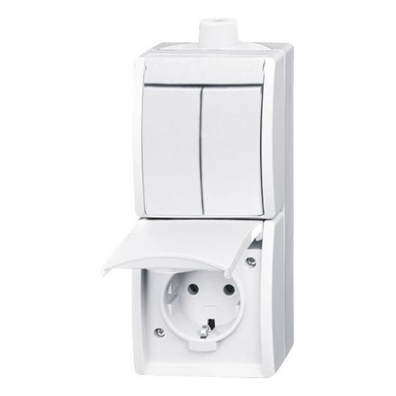 Busch Jäger APWG ocean Kombination 2601/5/20EW-54-503 Schuko mit Wippschalter alpinweiß 2P+E