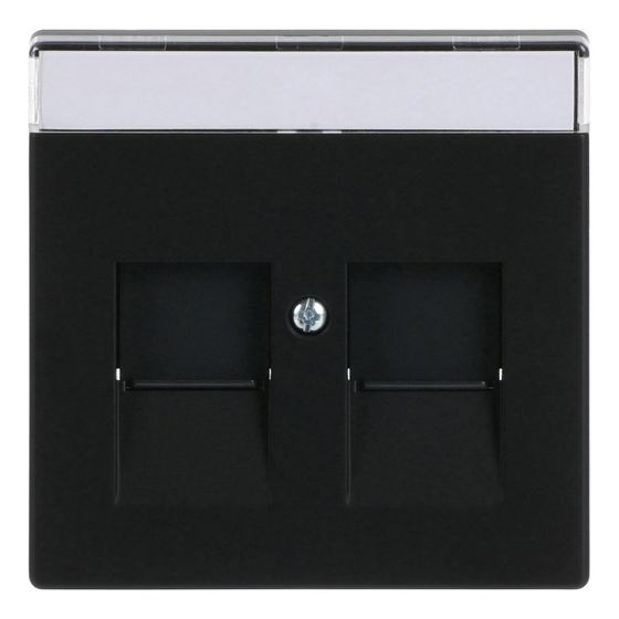 Busch Jäger Zentralscheibe für 2 Modular Jack-Einsätze 1800-885 schwarz matt