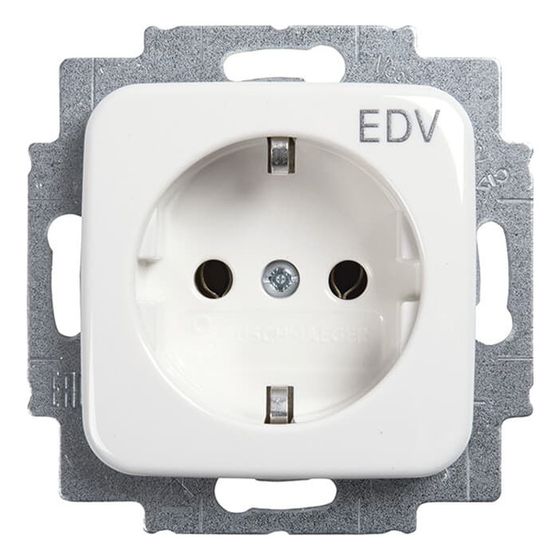 Busch Jäger Reflex SI Schuko Kombi 20EUC/DV-214 Steckdosen-Einsatz EDV alpinweiss