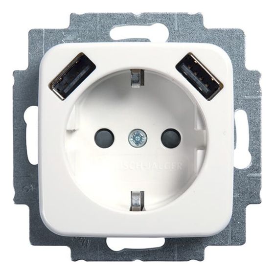Busch Jäger Schuko USB Steckdose 20 EUCB2USB-214 Reflex SI USB-Ladestation alpinweiß