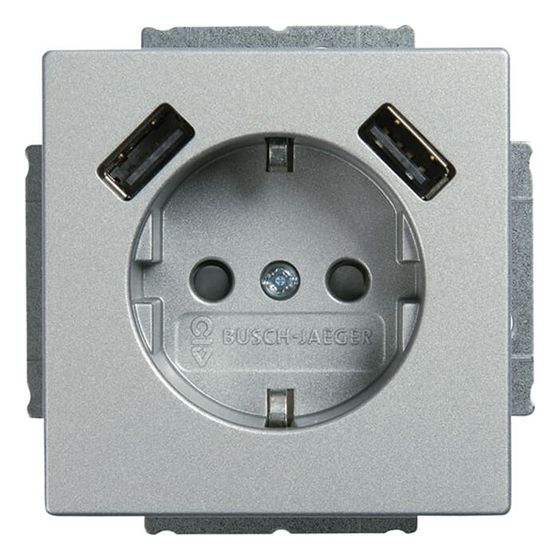 Busch Jäger Schuko USB Steckdose 20 EUCB2USB-83 future linear USB-Ladestation alusil 2-polig