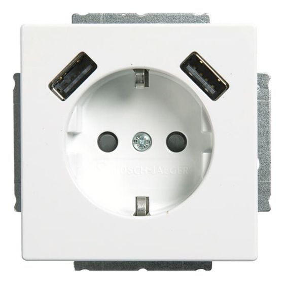 Busch Jäger Schuko USB Steckdose 20 EUCB2USB-84 solo Busch-USB-Ladestation studioweiß