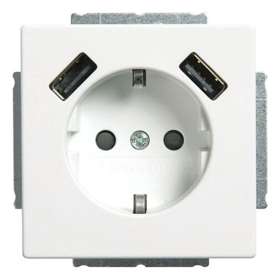Busch Jäger Schuko USB Steckdose 20 EUCB2USB-884 future linear USB-Ladestation studioweiß matt