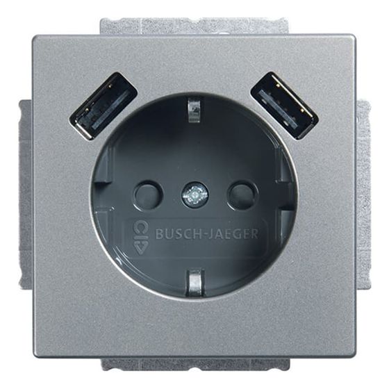 Busch Jäger Schuko USB Steckdose 20 EUCB2USB-866 pur Edelstahl USB-Ladestation