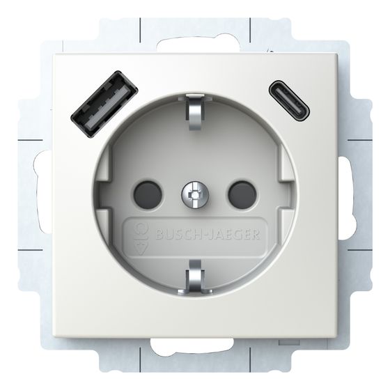 Busch Jäger SCHUKO-USB-A+C 20 EUCB2USBAC-914 Steckdose mit 1x USB-A und 1x USB-C