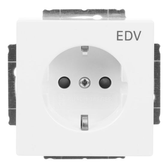 Busch Jäger future linear Schuko 20EUCKS/DV-84 Kombi EDV mit Steckdosen-Einsatz EDV Safety+ studioweiß Plattform 63