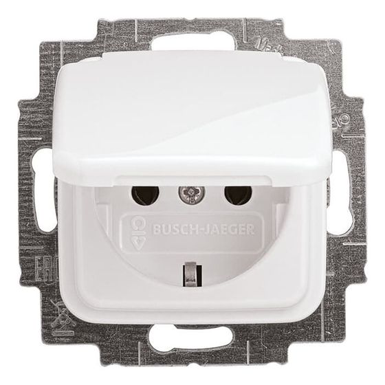 Busch Jäger Reflex SI Schuko Kombi 20EUK-214 mit Klappdeckel alpinweiss