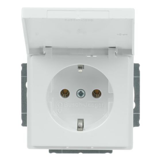 Busch Jäger carat Schuko Kombi 20EUK-84 Klappdeckel davos/studioweiss