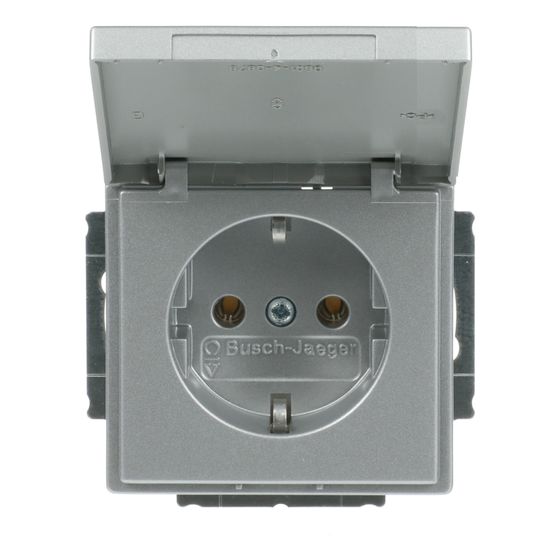 Busch Jäger future linear Schuko Kombi 20EUK-83 mit Klappdeckel Alusilber