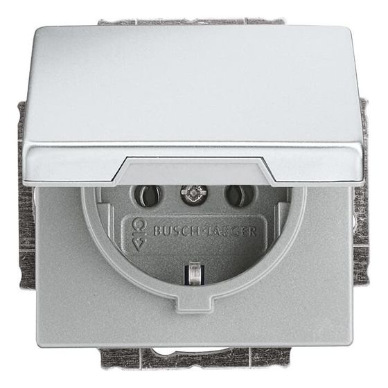 Busch Jäger pur edelstahl Schuko Kombi 20EUK-866 mit Klappdeckel Edelstahl