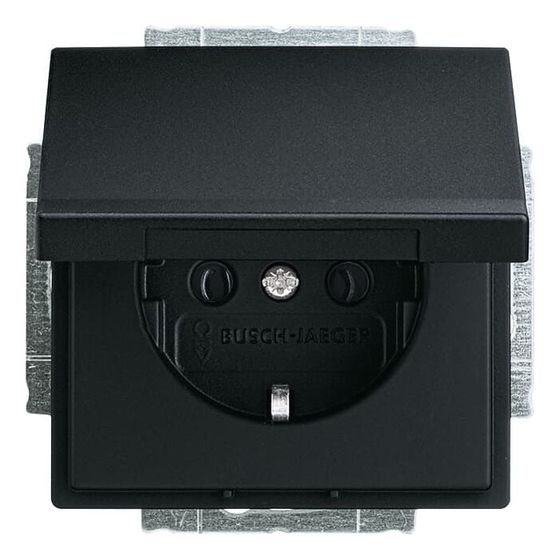 Busch Jäger future linear SCHUKO 20 EUK-885 Steckdose Klappdeckel schwarz matt
