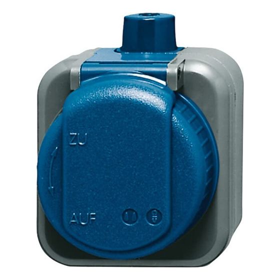 Busch Jäger SCHUKO Steckdose 2-polig Duro 2000 WDI 2300EWDI mit Klappdeckel schwarz IP66