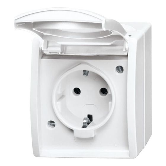 Busch Jäger APWG ocean AP Schuko 20EW-54 1fach alpinweiss Steckdose mit Klappdeckel 16 A IP 44