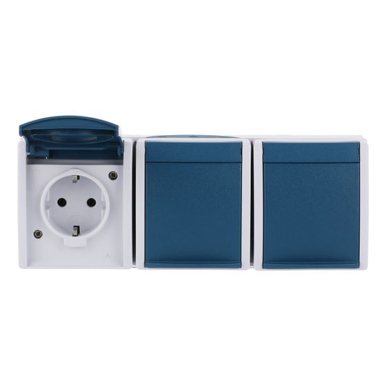 Busch Jäger APWG ocean Schuko 2300/3EW-53 3fach waagerecht grau blaugrün IP 44