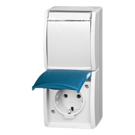 Busch Jäger APWG ocean Schuko 2fach 20-02EWN-53 Doppelsteckdose senk IP 44 grau/blaugrün