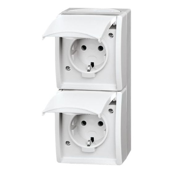 Busch Jäger APWG ocean AP Schuko 20-02EW-54 2fach alpinweiss senkrecht IP 44