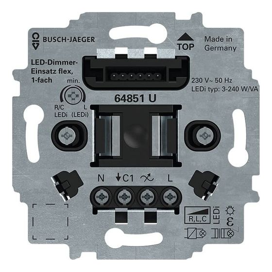 Busch Jäger LED-Tastdimmer-Einsatz flex 64851 U 71x71x30mm 2-Leiter-Anschlusstechnik