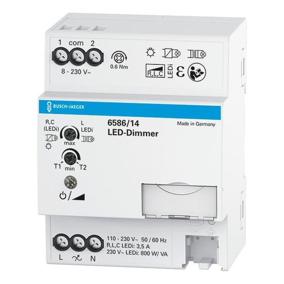 Busch Jäger Busch-Dimmer grau 6586/14 Dimmer REG konventionell Tastdimmer mit Vor-Ort-Bedienung