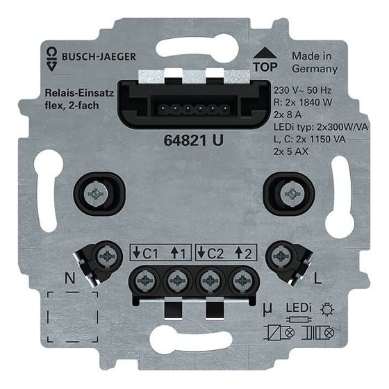 Busch Jäger Serienrelais-Einsatz flex 64821 U 3-Leiter-Anschlusstechnik