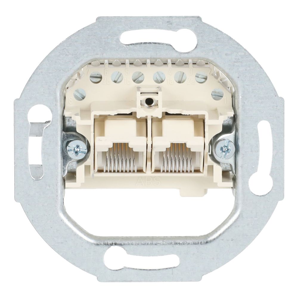 Busch Jäger UP Anschlussdose UAE 0214 Schrägauslass 2x8(8)polig RJ 11/12 RJ 45 ISDN... BJ-2CKA000230A0235 4011395796405 (Abb. 1)
