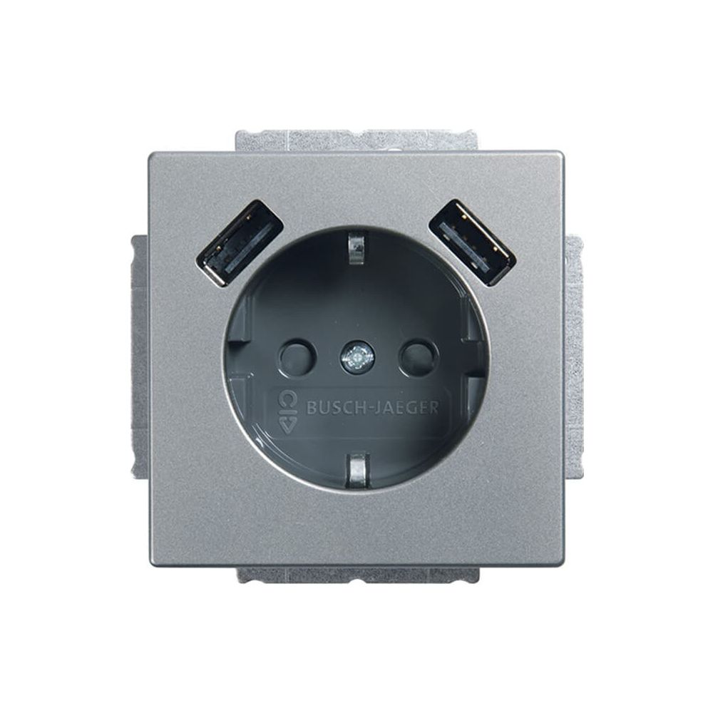 Busch Jäger Schuko USB Steckdose 20 EUCB2USB-866 pur Edelstahl USB-Ladestation... BJ-2CKA002011A6283 4011395303849 (Abb. 1)