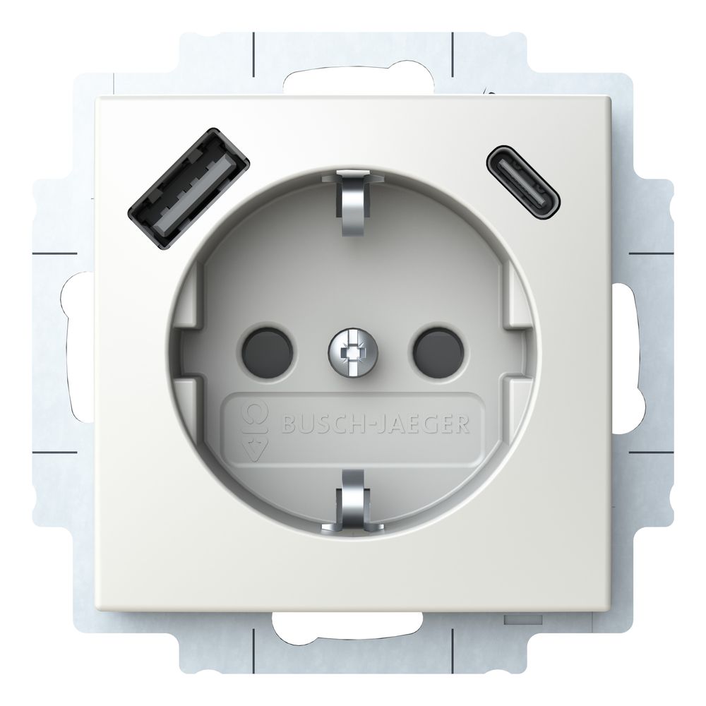 Busch Jäger SCHUKO-USB-A+C 20 EUCB2USBAC-914 Steckdose mit 1x USB-A und 1x USB-C... BJ-2CKA002011A6298 4011395329153 (Abb. 1)