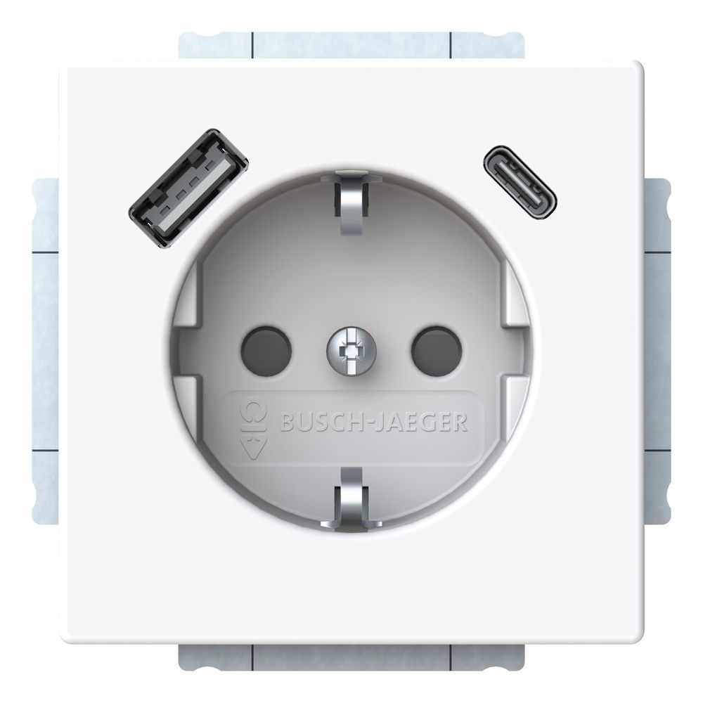 Busch Jäger SCHUKO USB-A+C 20 EUCB2USBAC-84 Steckdose mit 1x USB-A und 1x USB-C... BJ-2CKA002011A6306 4011395329337 (Abb. 1)